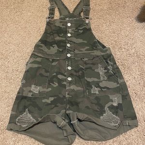 Distressed Camo Shortalls